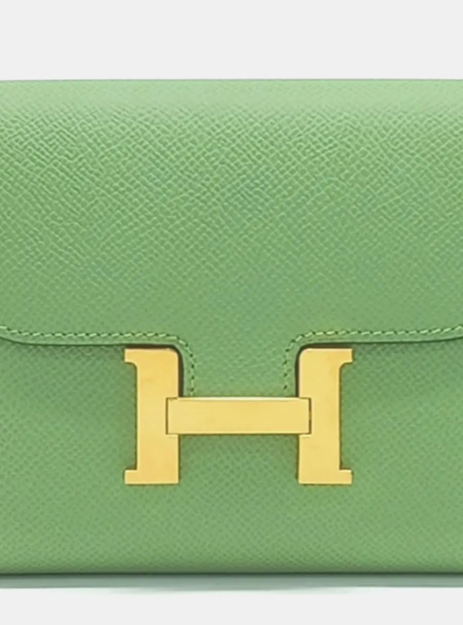 Hermes Constance Slim Vert Criquet Epsom Leather Wallet