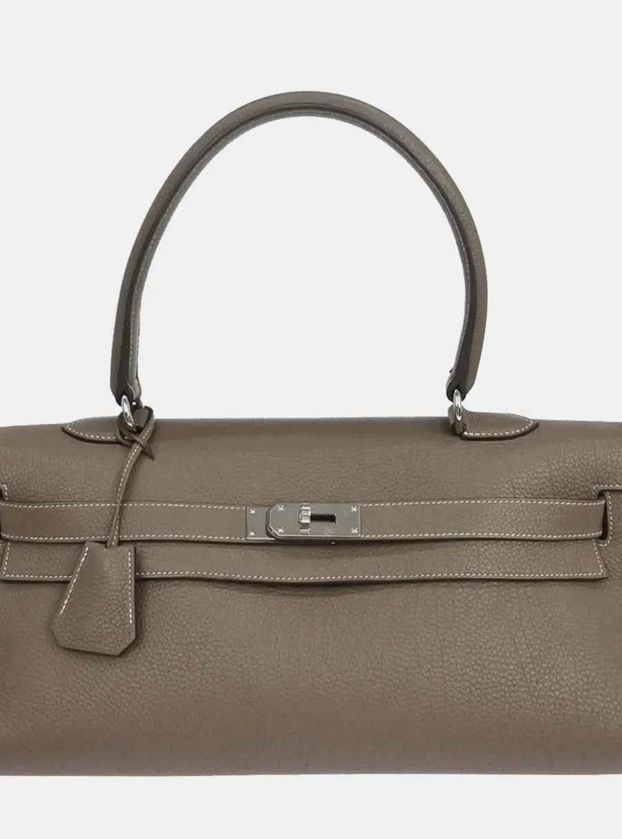 Hermes Shoulder Kelly 42 Etoupe Clemence Leather Shoulder Bag