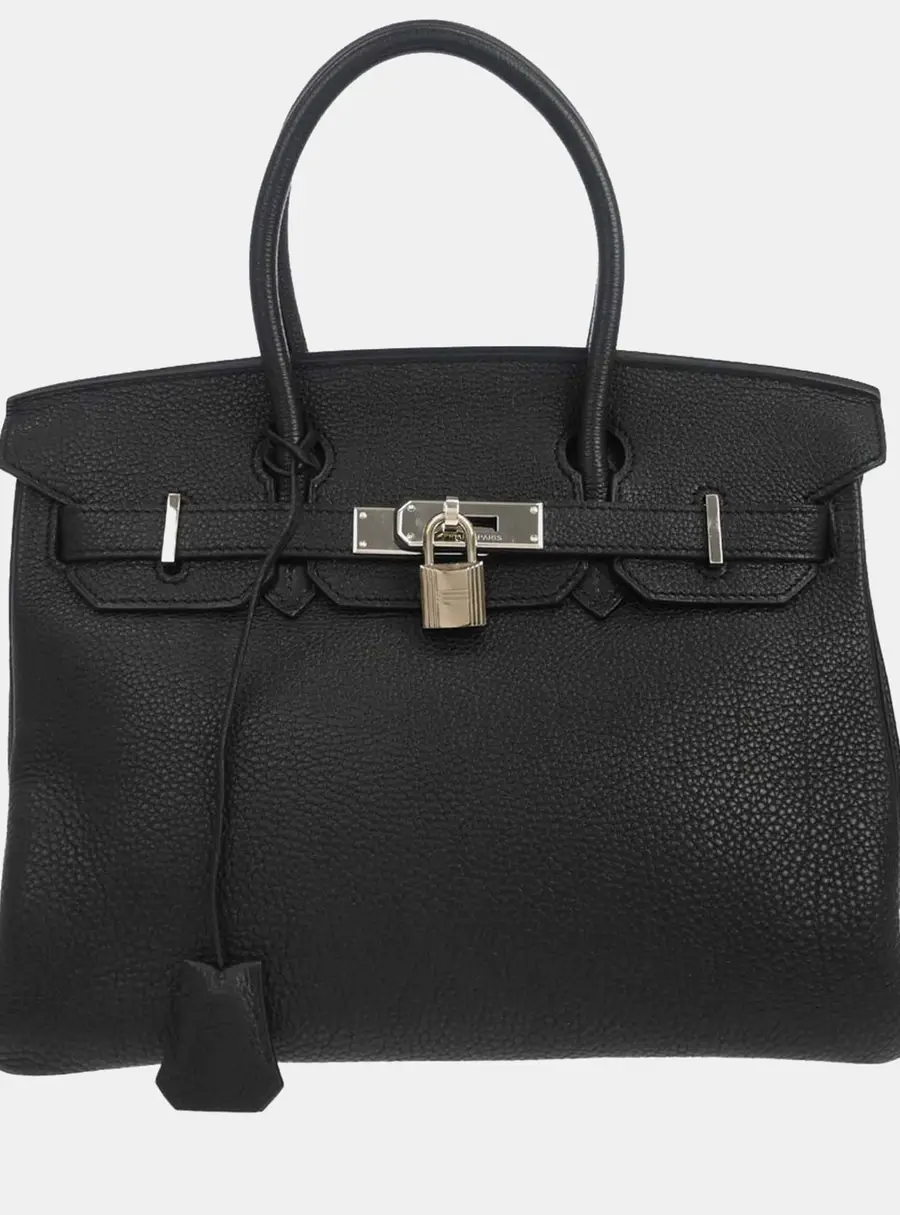 Hermes Birkin 30 Black Togo Calfskin Leather Top Handle Bag
