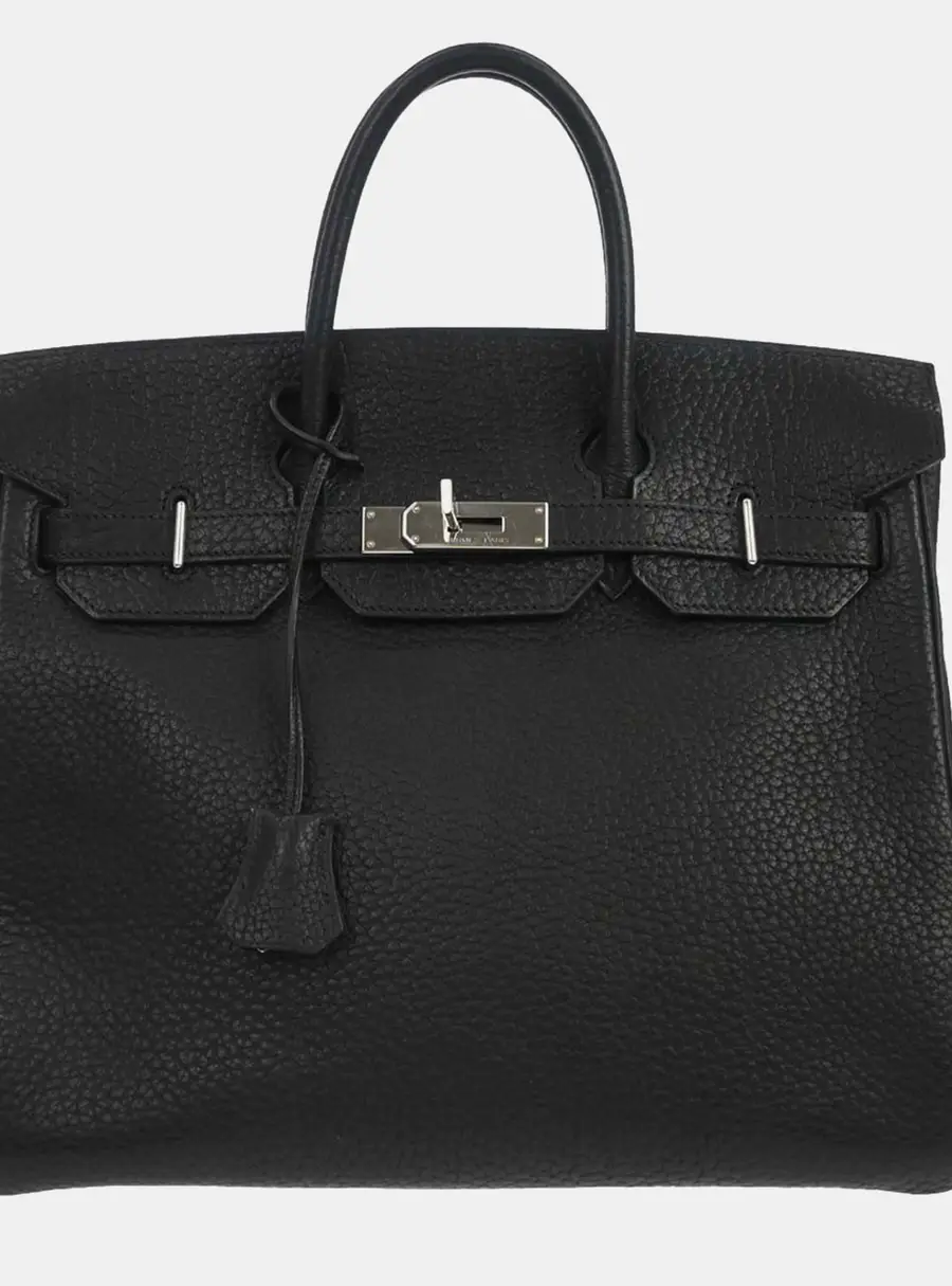 Hermes Haut a Courroies 32 Black Fjord Leather Top Handle Bag