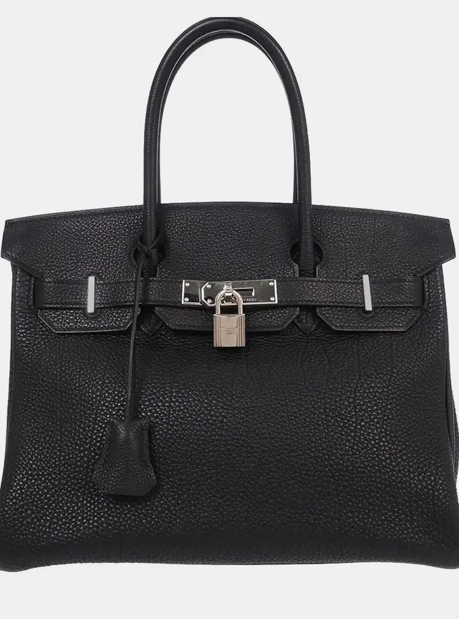 Hermes Birkin 30 Black Togo Calfskin Leather Top Handle Bag