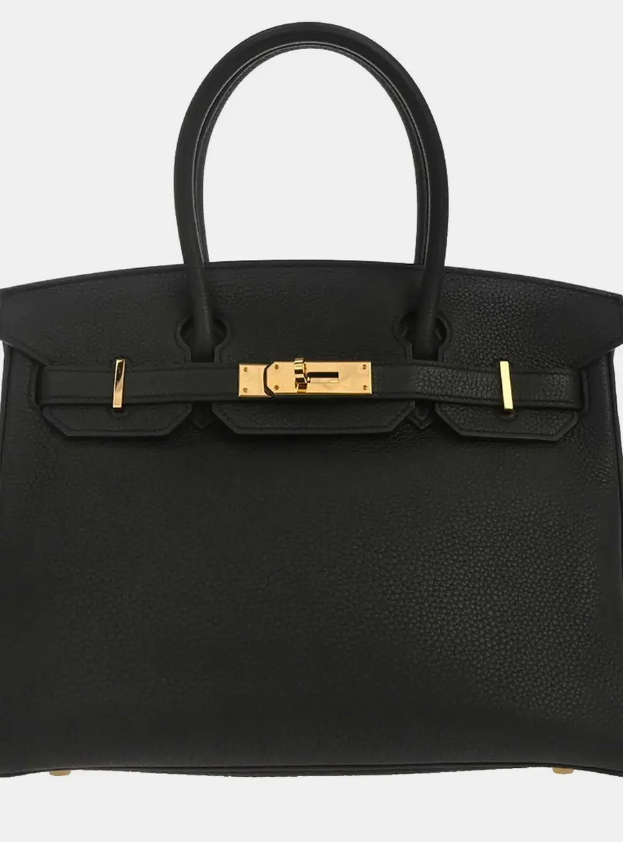 Hermes Birkin 30 Black Togo Calfskin Leather Top Handle Bag