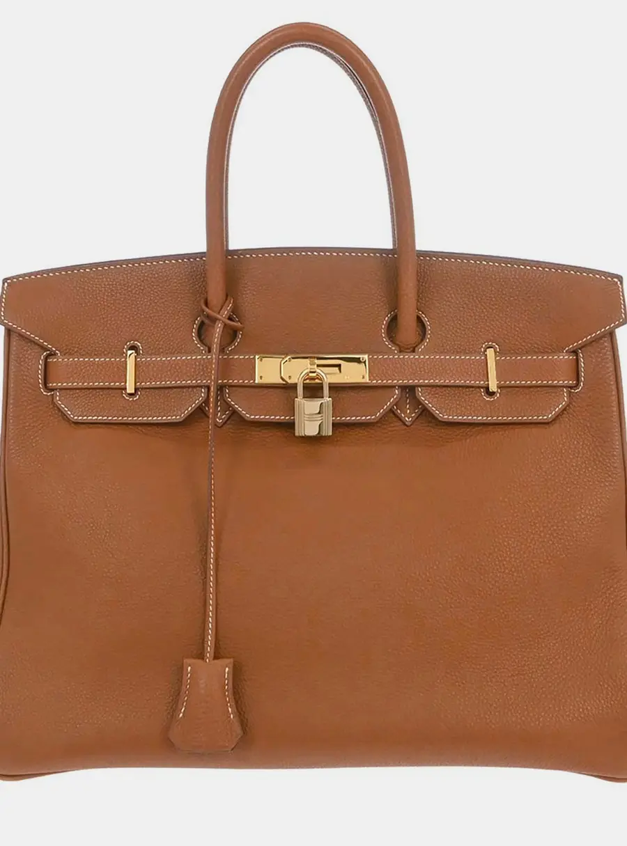 Hermes Birkin 35 Gold Togo Calfskin Leather Top Handle Bag
