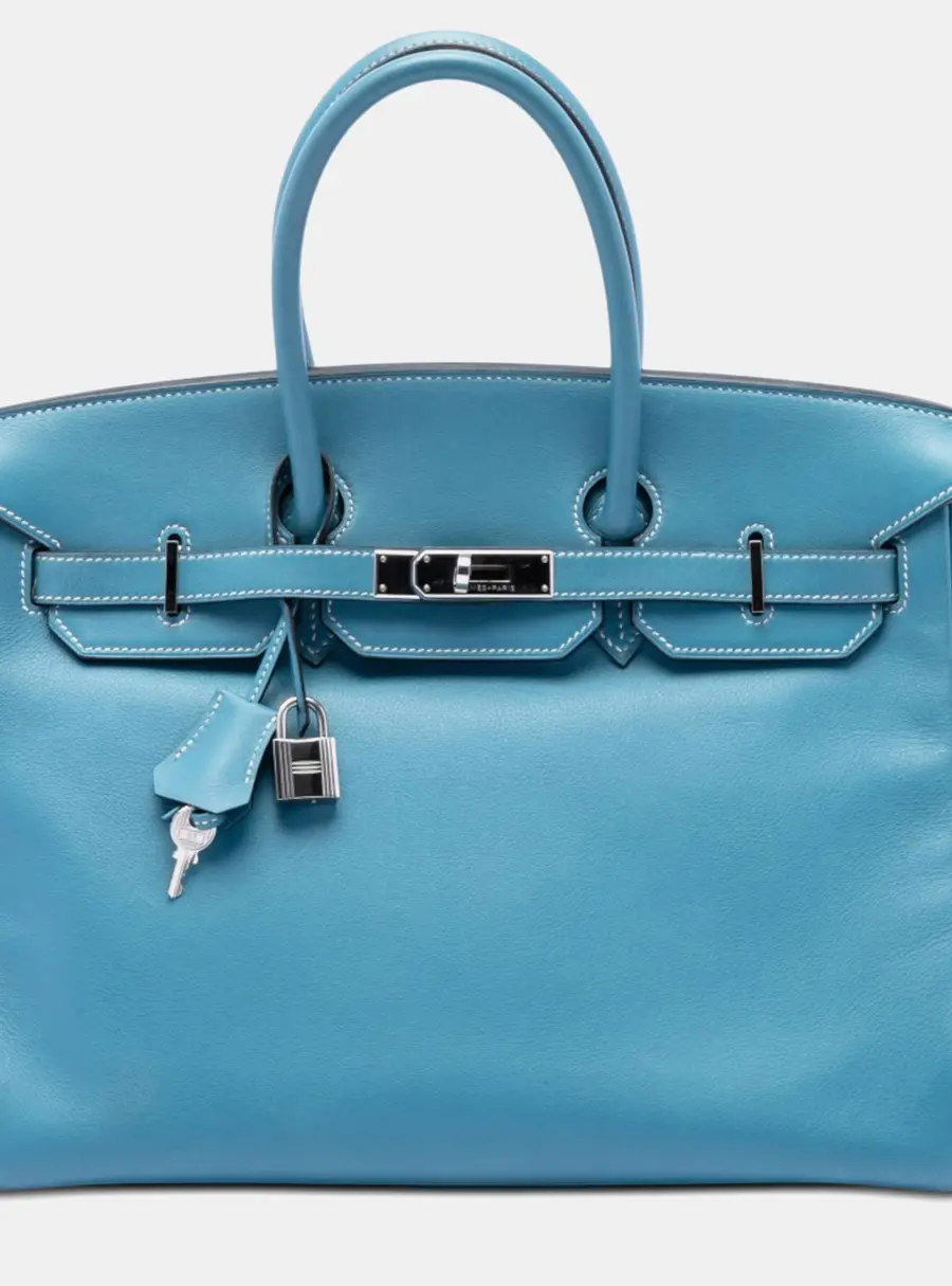 Hermes Birkin 35 Blue Jean Swift Top Handle Bag