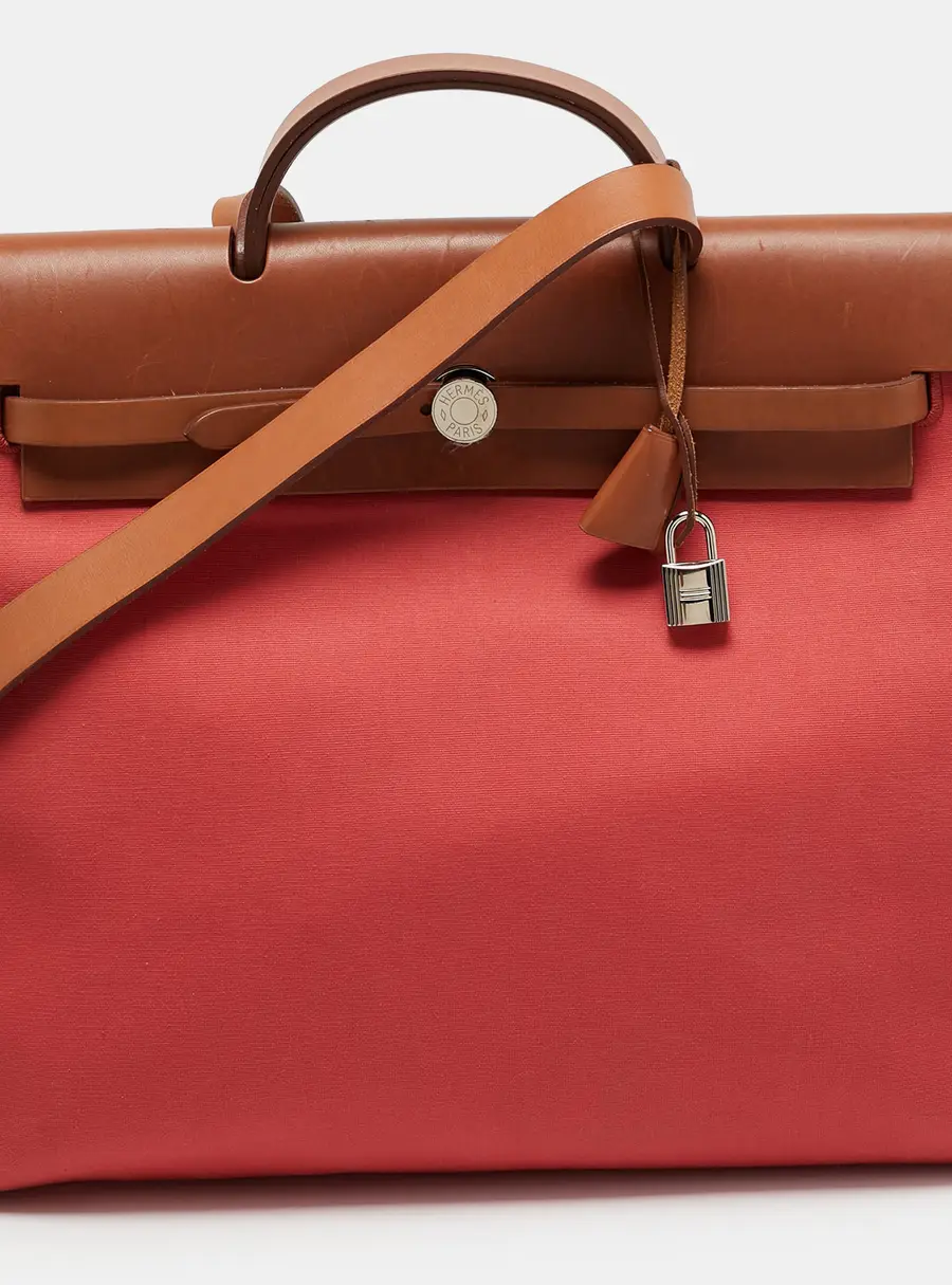 Herm&egrave;s Herbag Zip 39 Rose Jaipur/Natural Toile and Vache Hunter Bag