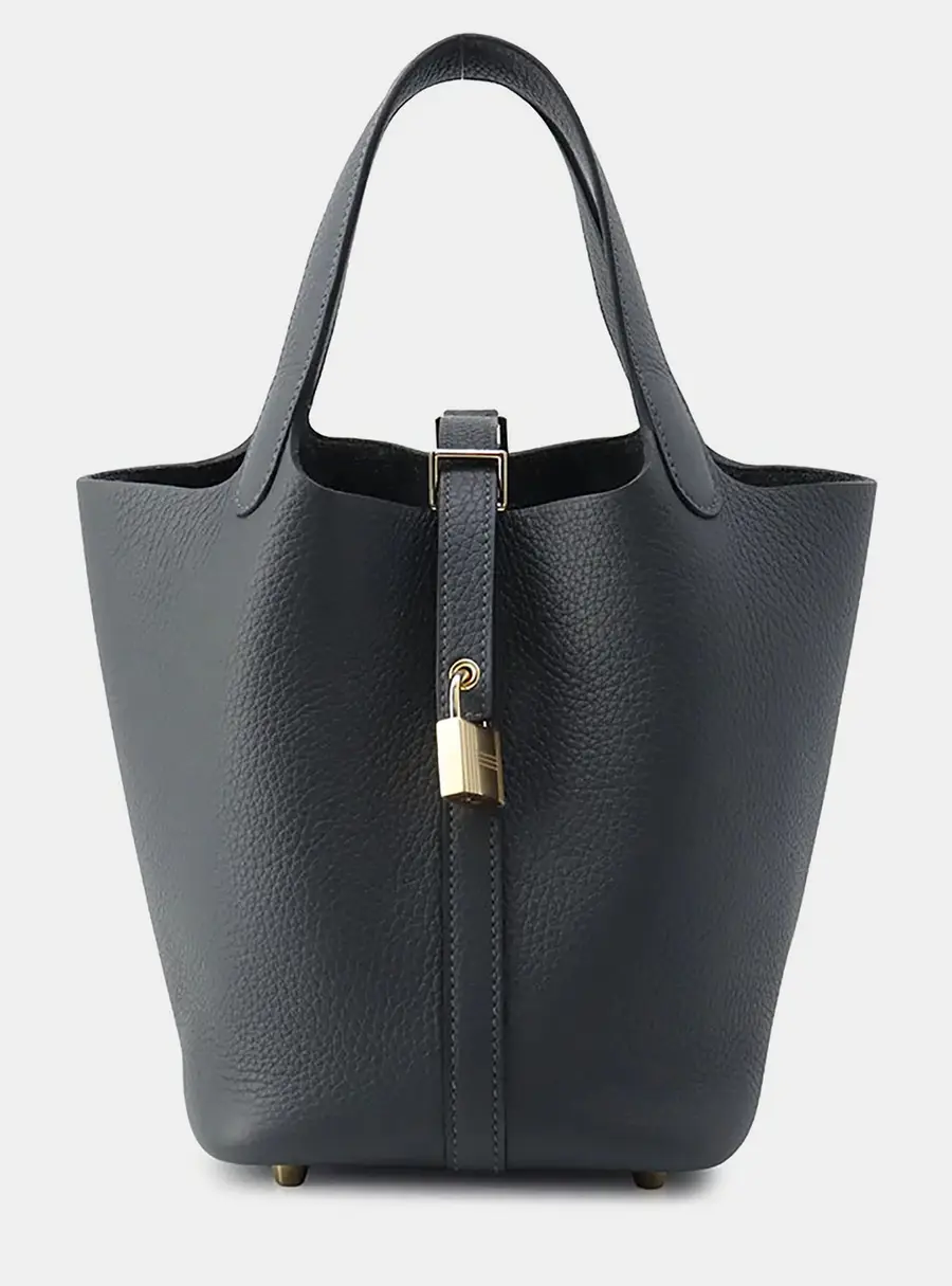 Hermes Picotin Lock PM Gris Meyer Taurillon Clemence Leather Top Handle Bag