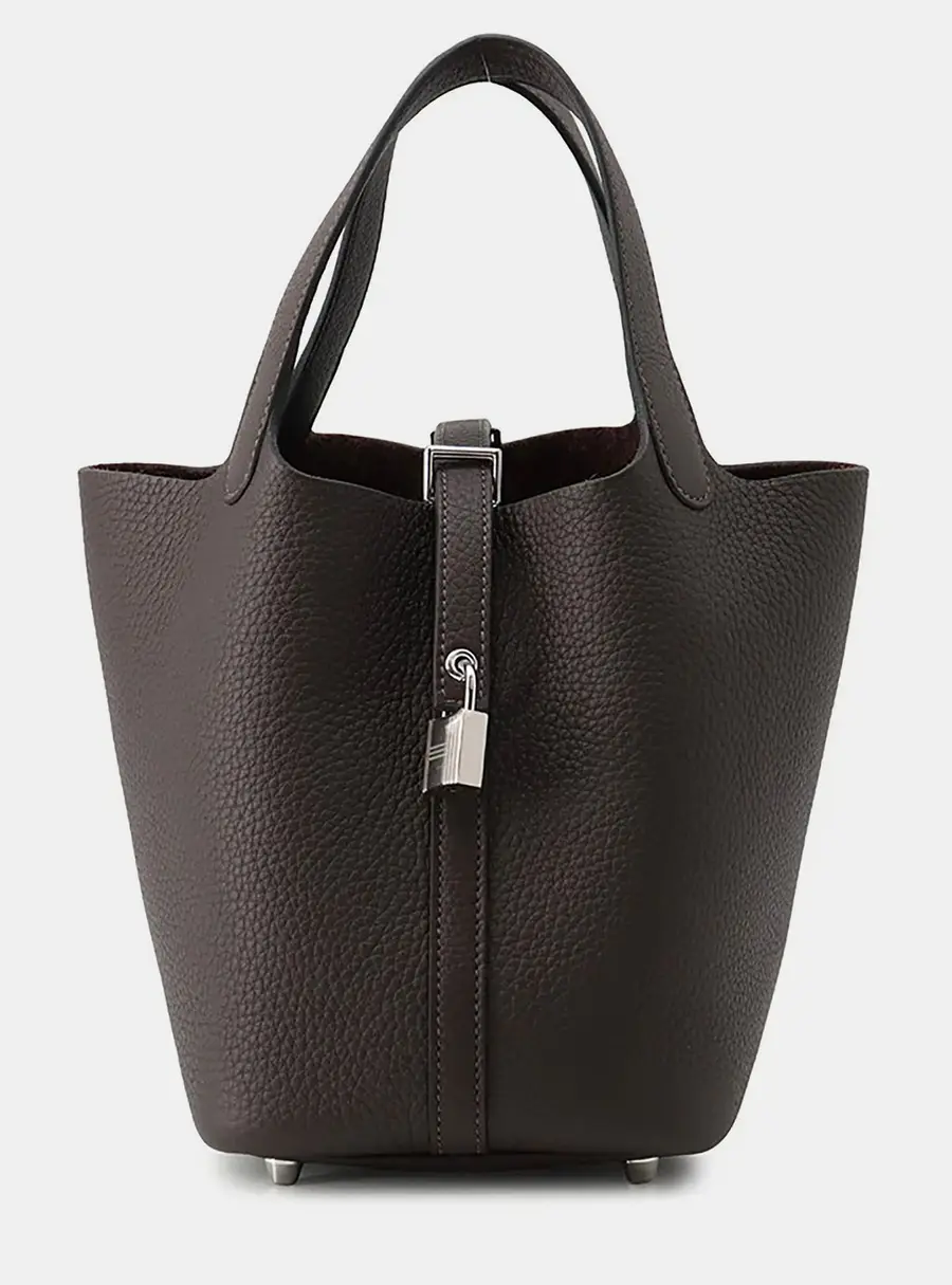 Hermes Picotin Lock PM Etain Taurillon Clemence Leather Top Handle Bag