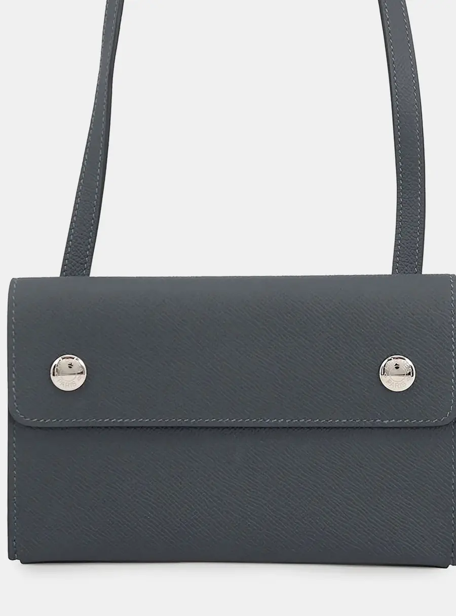 Hermes Nap To Go PM Gris Mykonos Epsom Calfskin Leather Crossbody Bag