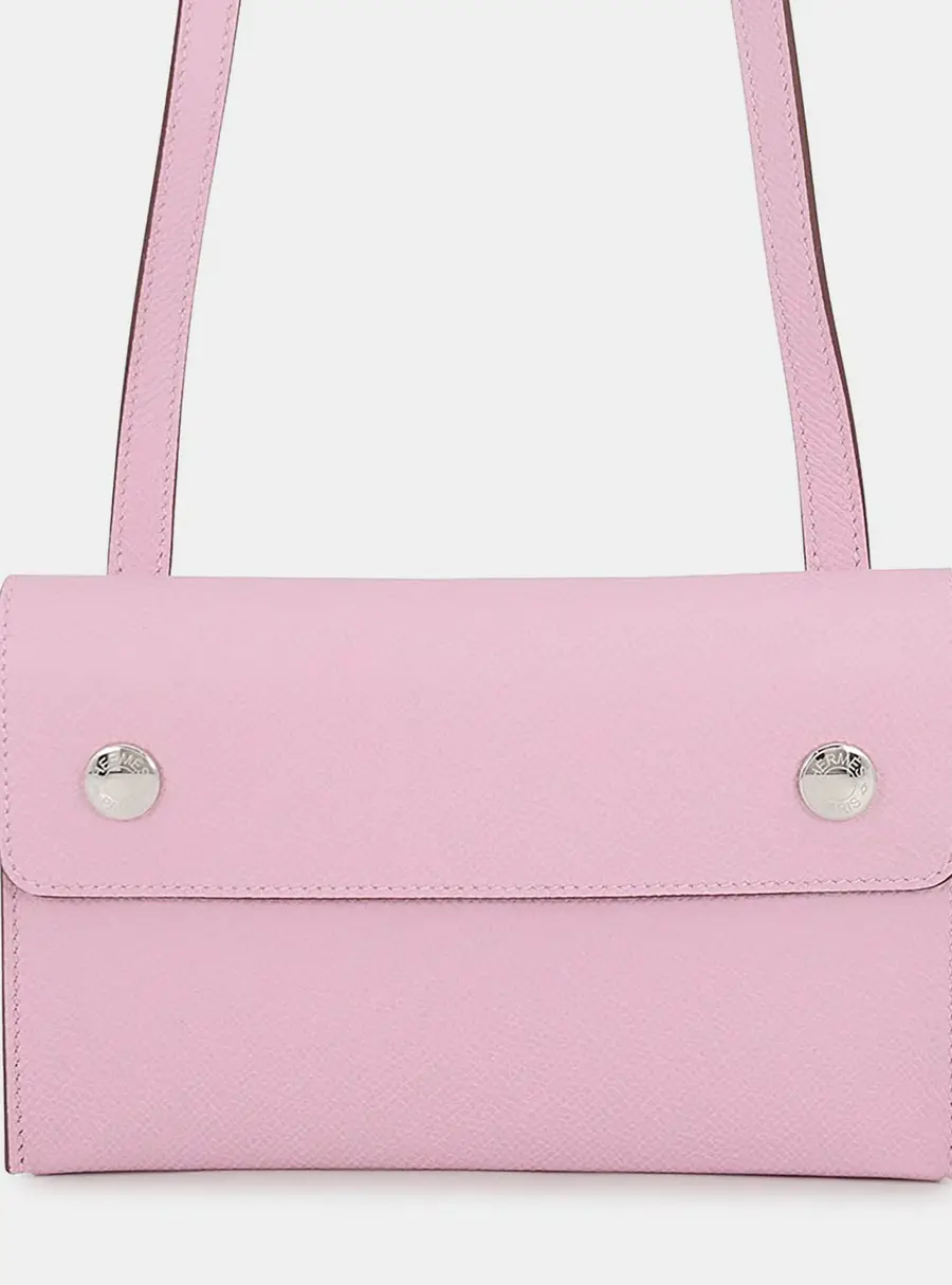 Hermes Nap To Go Mauve Sylvestre Epsom Leather Shoulder Bag