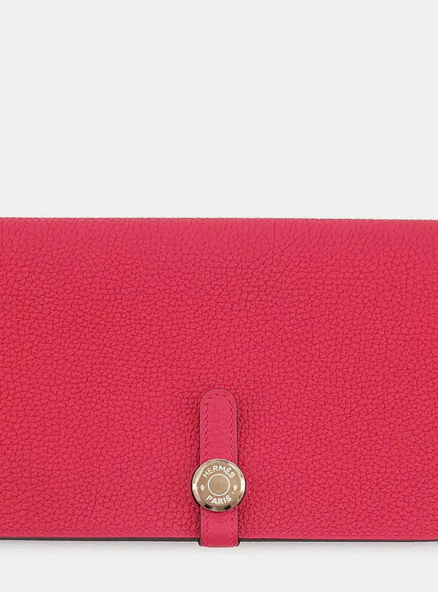 Hermes Dogon Duo Framboise Togo Calfskin Leather Wallet Bag