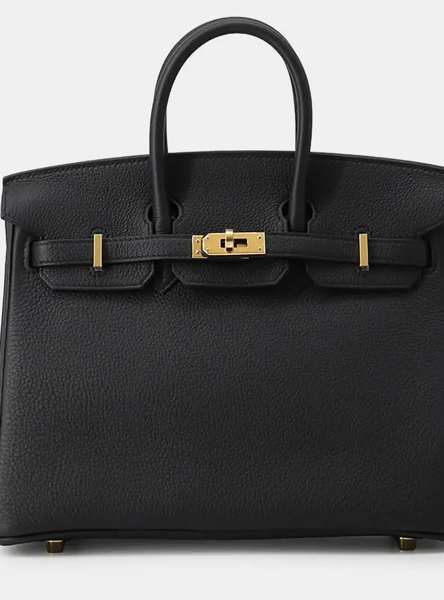 Hermes Birkin 25 Black Togo Calfskin Leather Top Handle Bag
