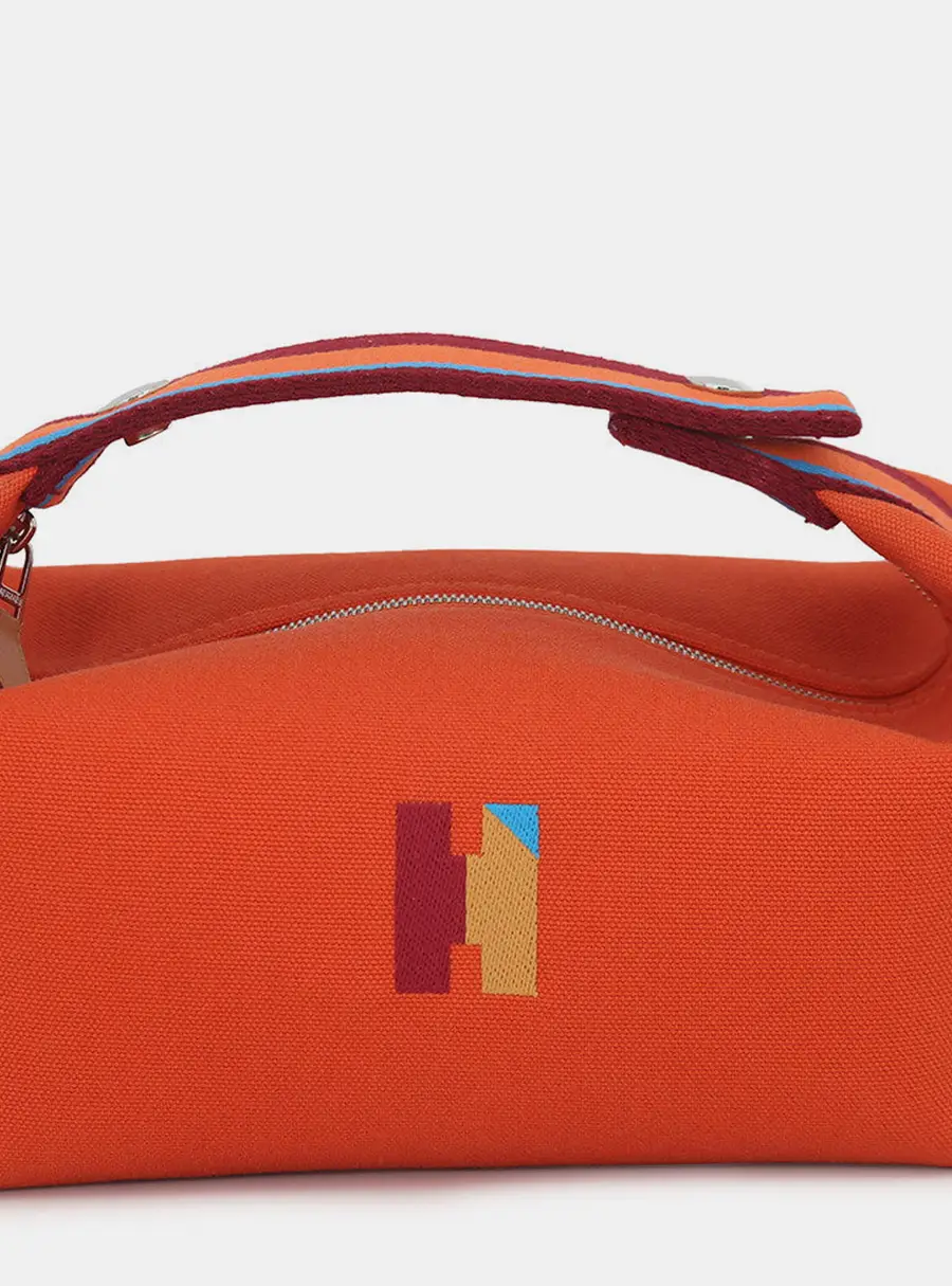 Hermes Brid-a-Brac PM Orange Feu Canvas Pouch Bag