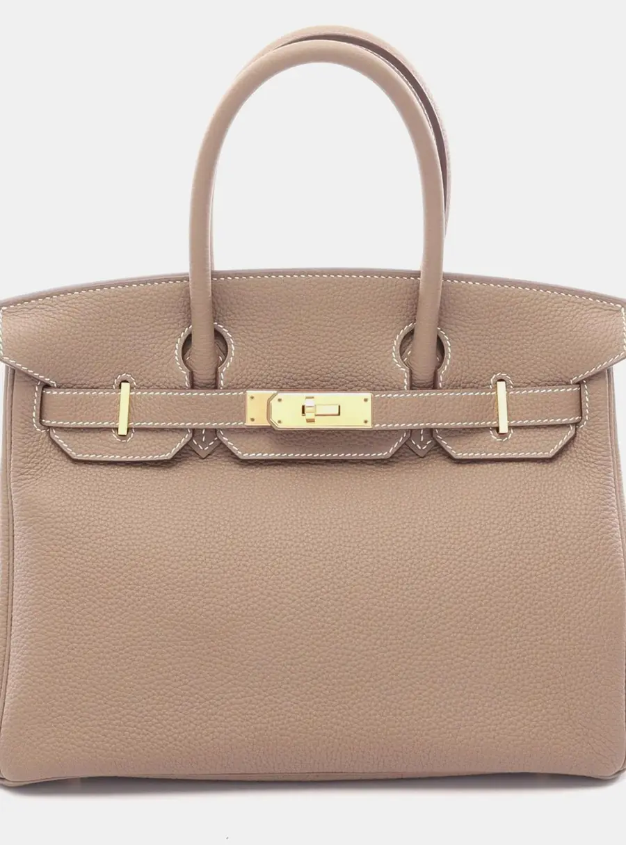 Hermès Birkin 30 Etoupe Togo Calfskin Leather Top Handle Bag
