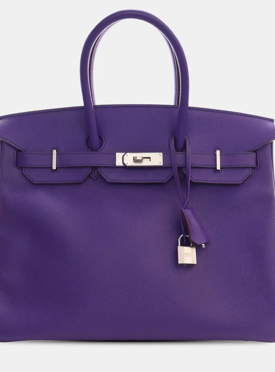 Hermes Birkin 35 Iris Epsom Calfskin Leather Top Handle Bag