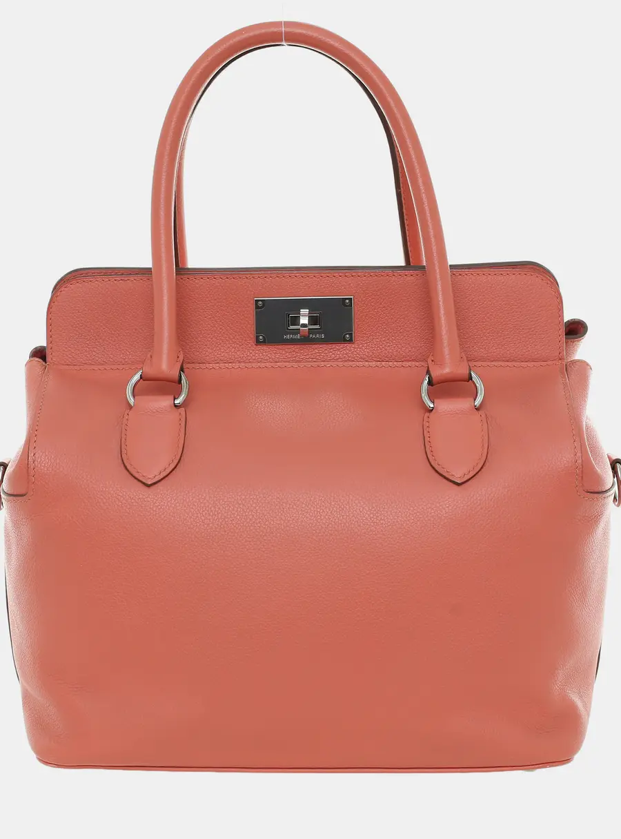 Hermes Toolbox 26 Flamingo Evercolor Leather Top Handle Bag