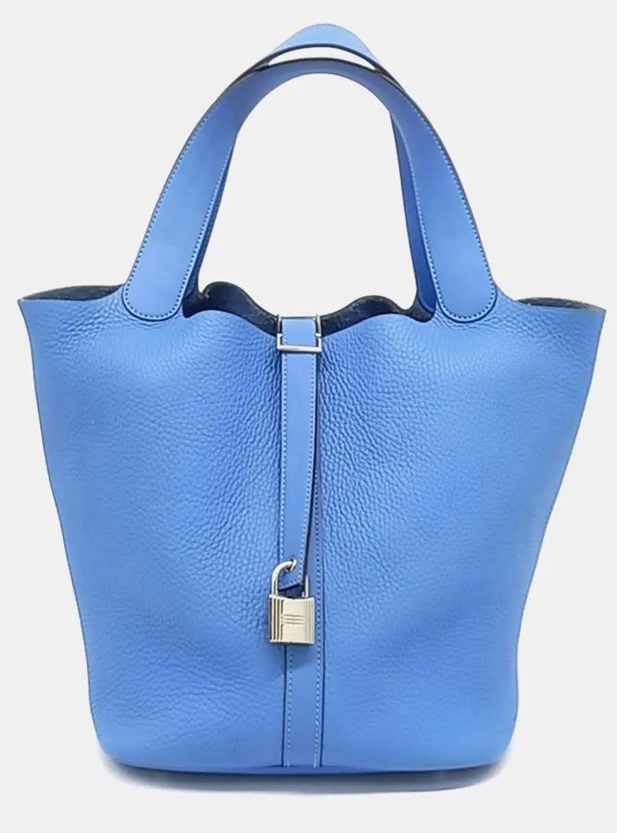 Hermes Picotin 26 Blue Taurillon Clemence Leather Top Handle Bag