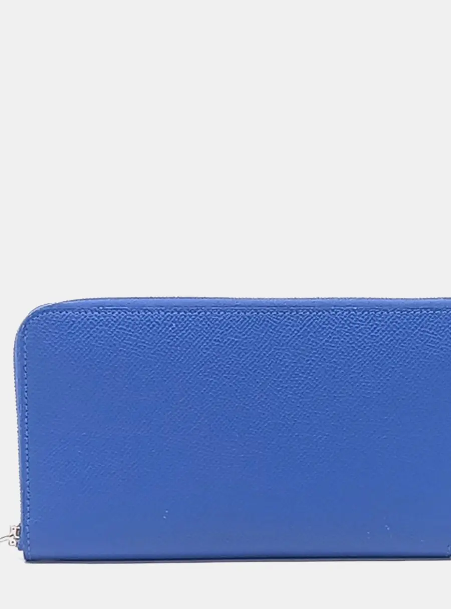 Hermes Blue Leather Herm&egrave;s Silky Long Wallet (Z)