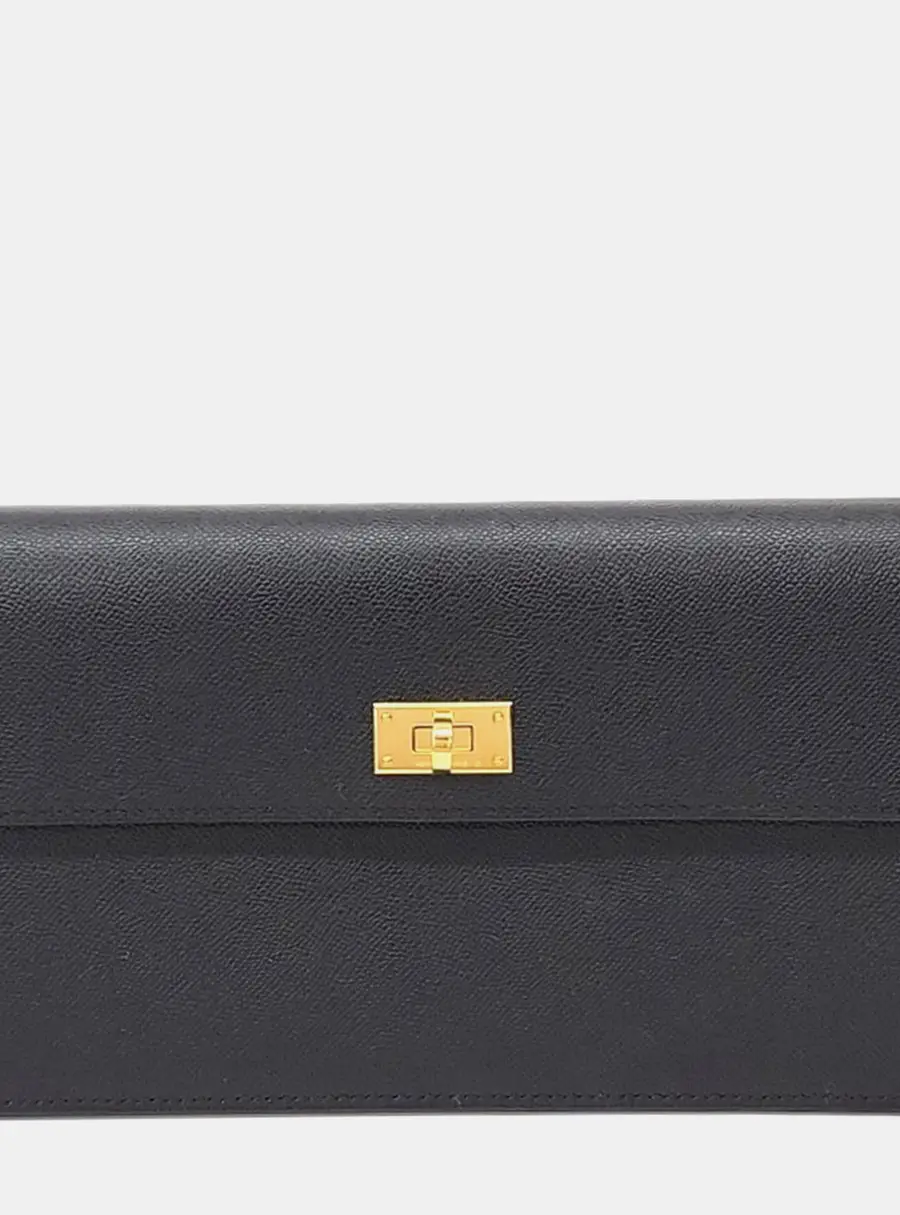 Hermes Kelly Pocket Long Wallet Black Epsom Leather Wallet Bag