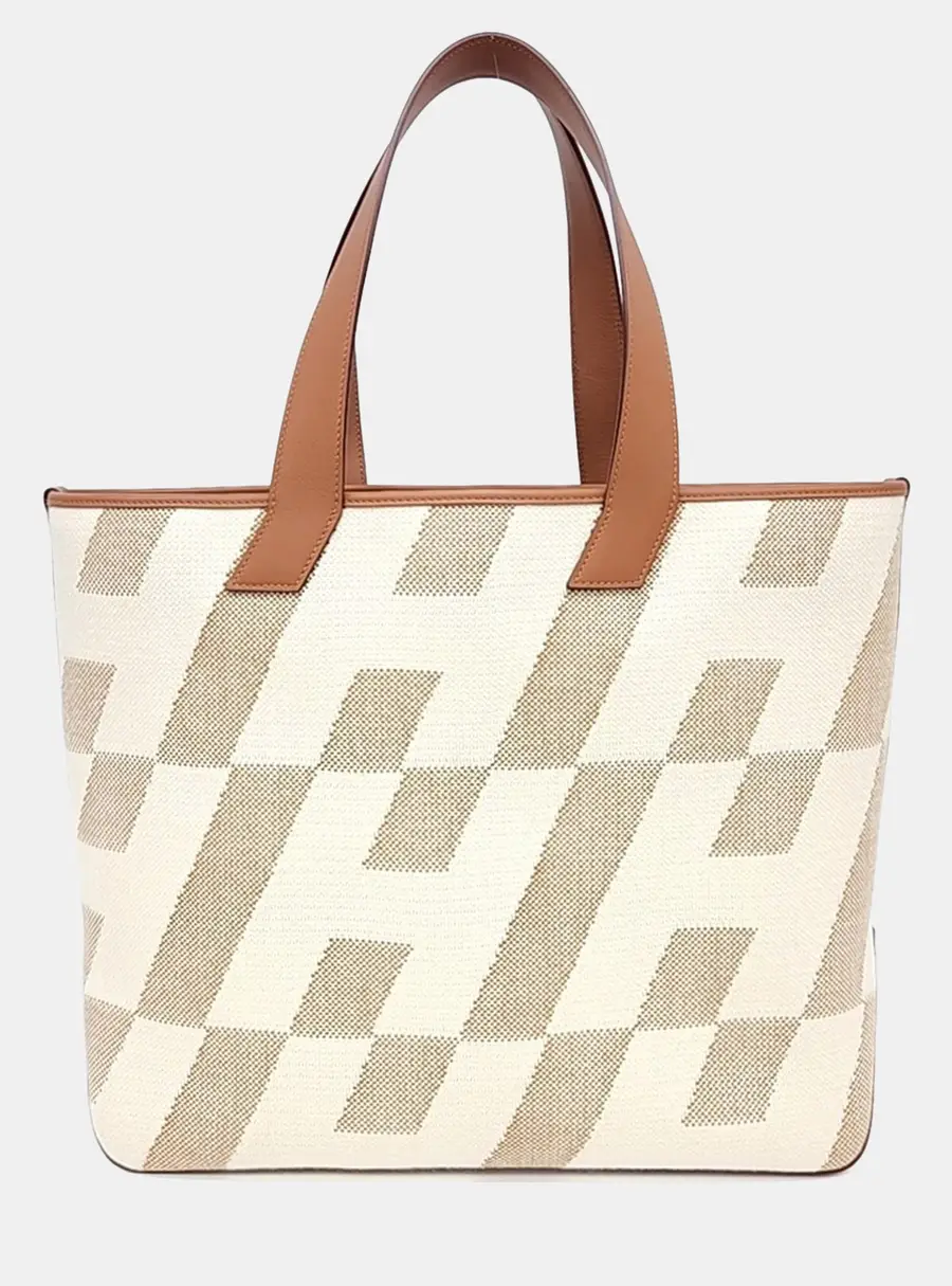 Hermes H Vie Cabas 40 Multicolor Fabric Leather Tote Bag