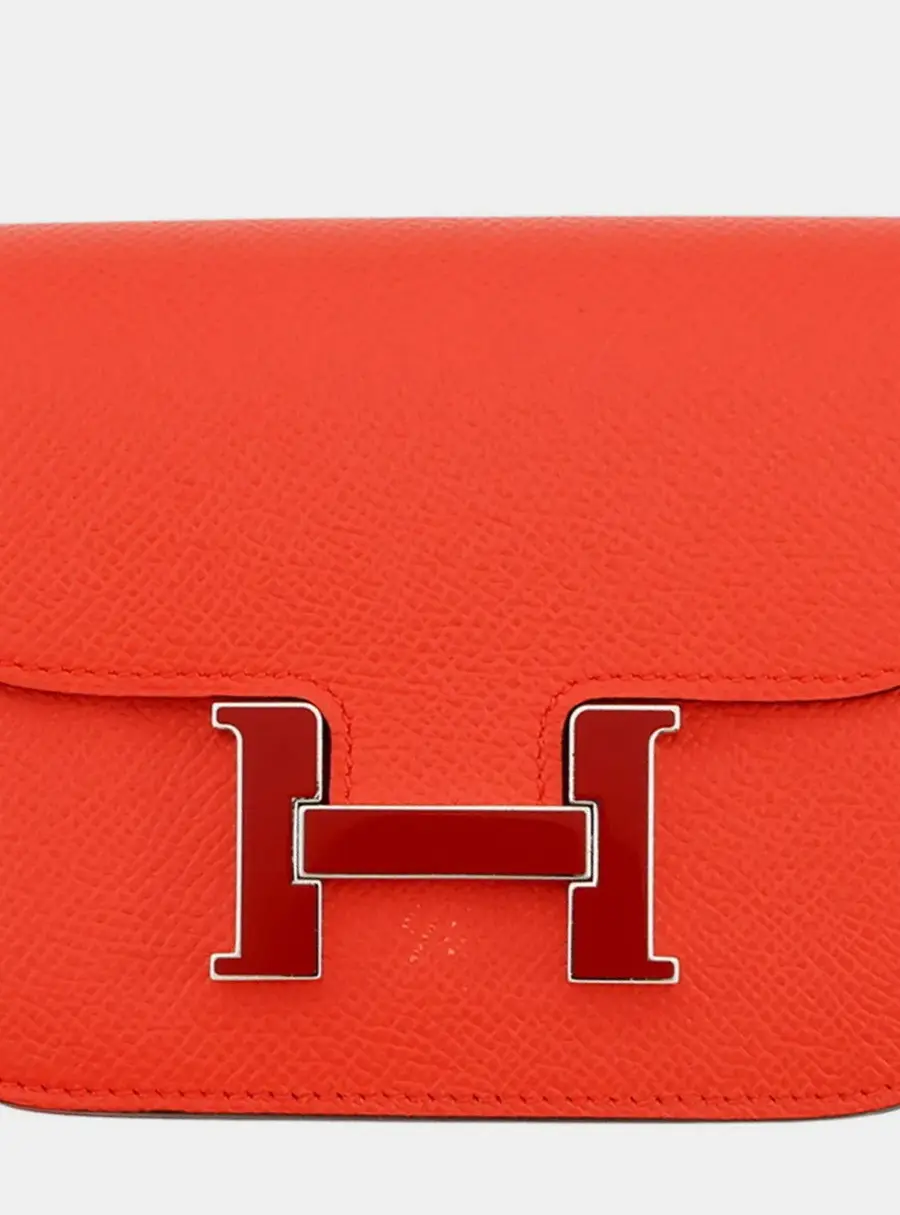 Hermes Constance Slim Rouge Casaque Epsom Leather Wallet Bag