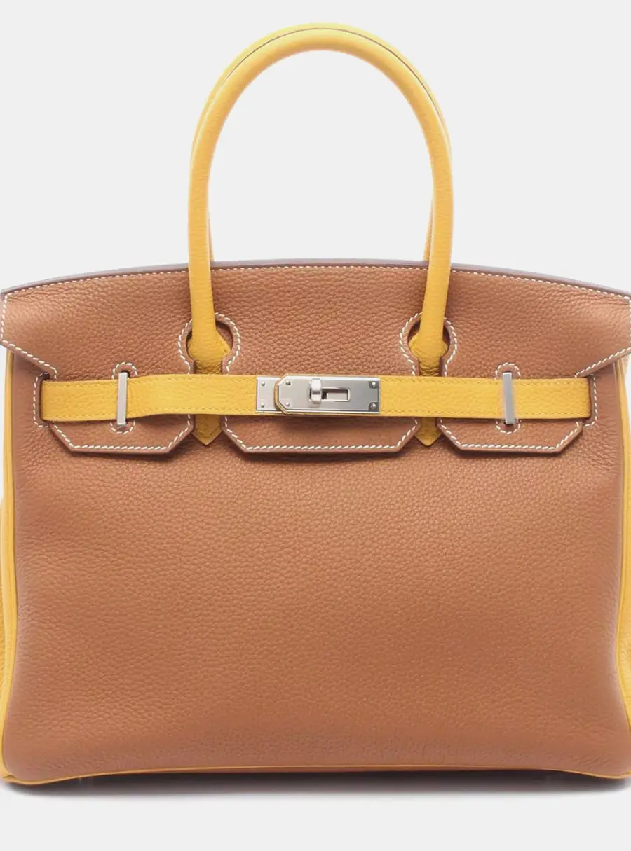 Herm&egrave;s Birkin 30 Gold Jaune Ambre Togo Calfskin Leather Top Handle Bag