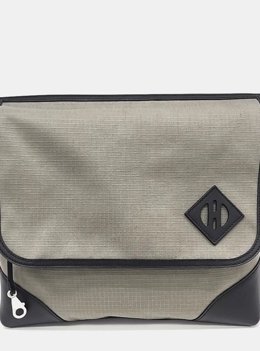 Herm&egrave;s All-White Black/Khaki Fabric Messenger Bag (B)
