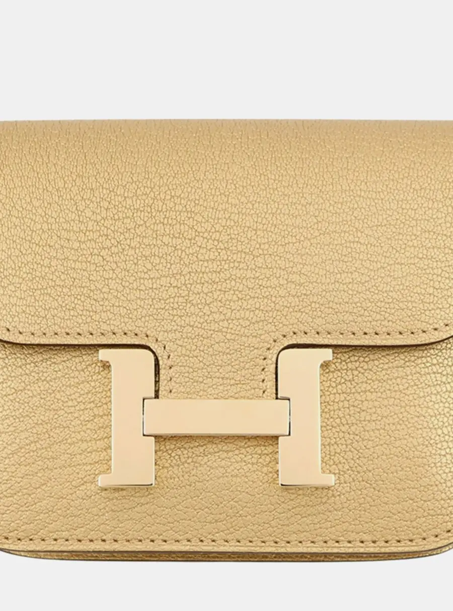 Hermes Constance Dore Champagne Chevre Shamkira Wallet