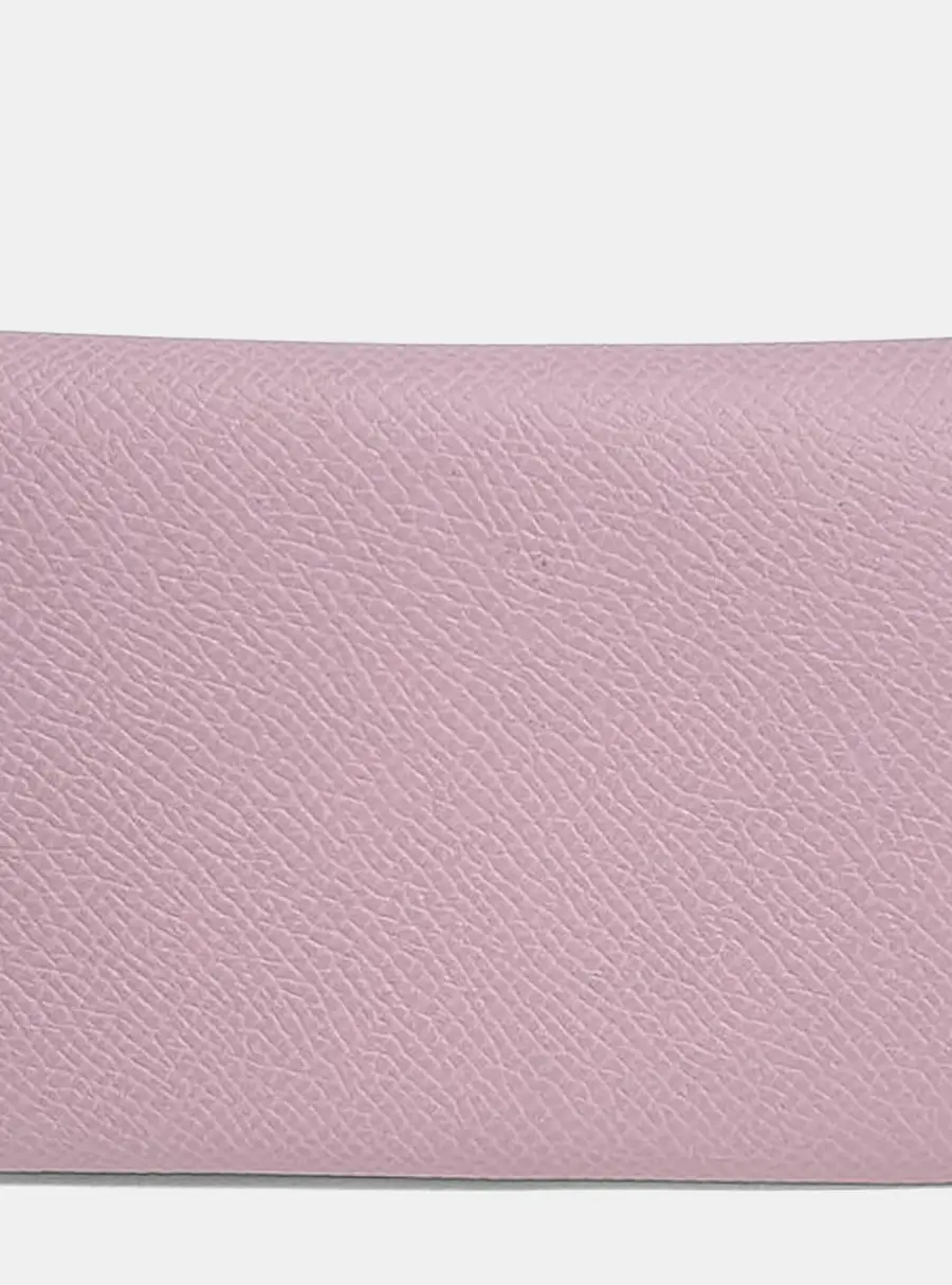 Hermes Pink Leather Calvi Duo Card Holder (K)