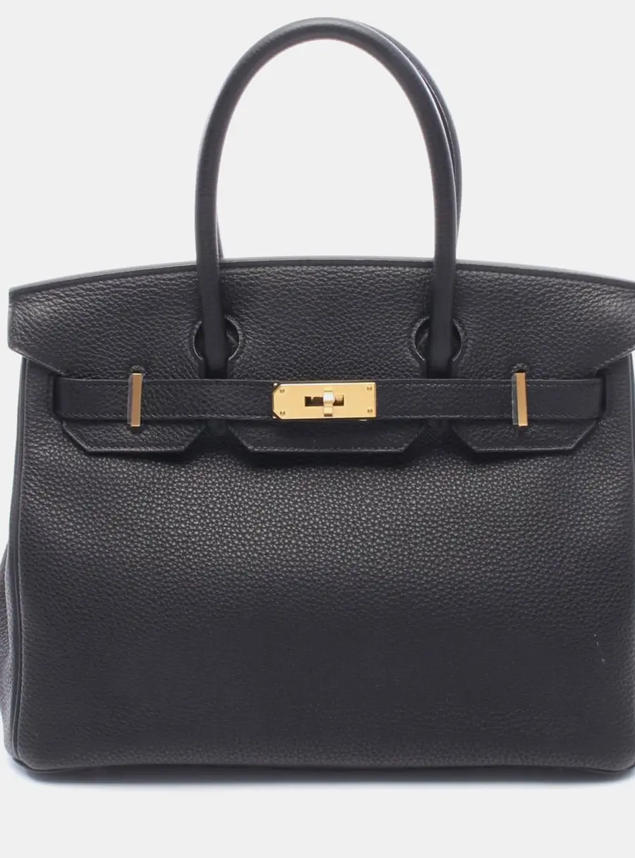 Hermes Birkin 30 Black Togo Calfskin Leather Top Handle Bag