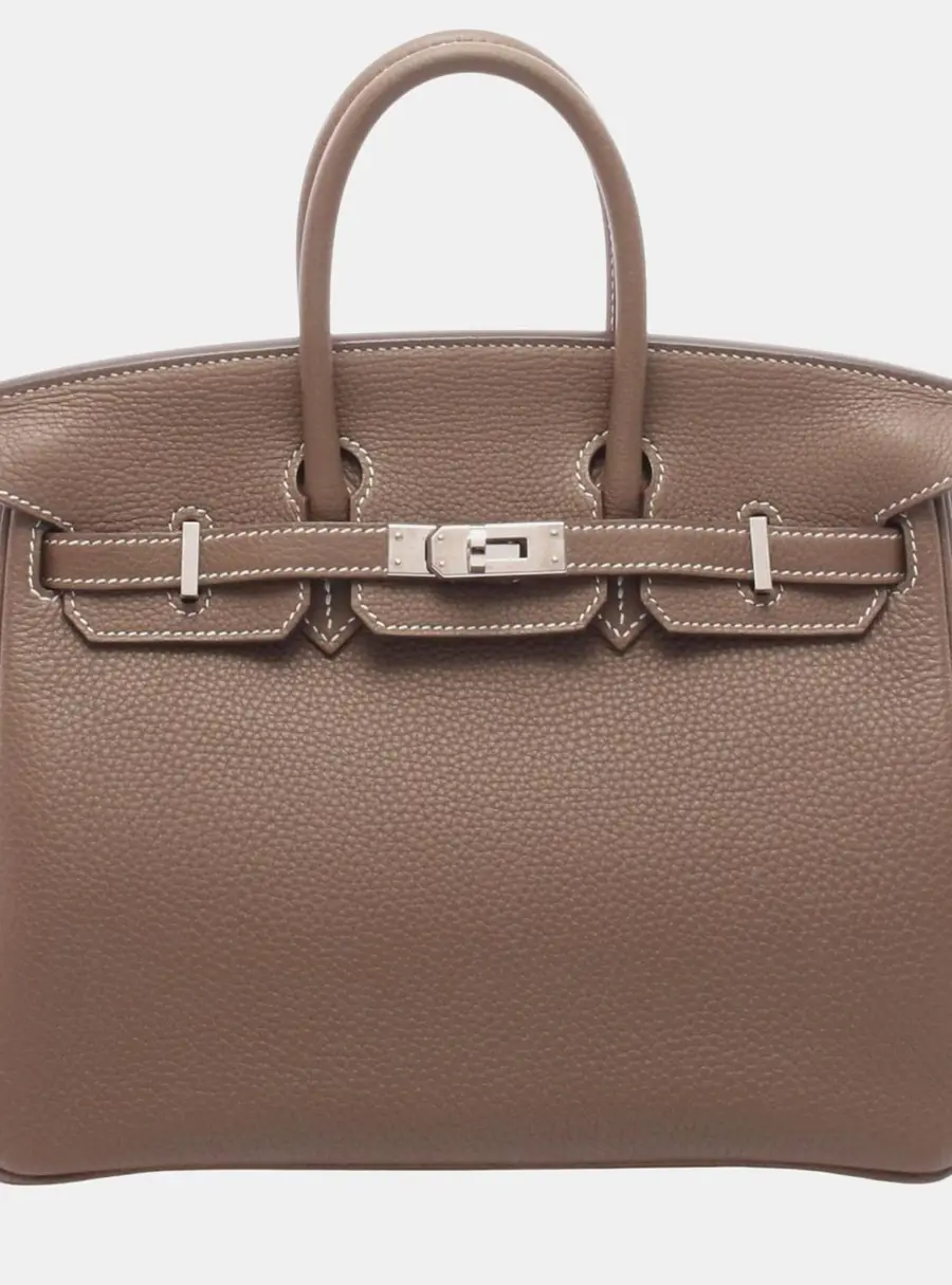 Hermès Birkin 25 Etoupe Togo Calfskin Leather Top Handle Bag