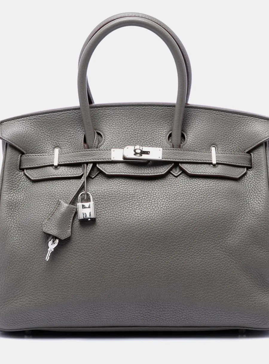 Hermes Birkin 35 Clemence Calfskin Leather Top Handle Bag