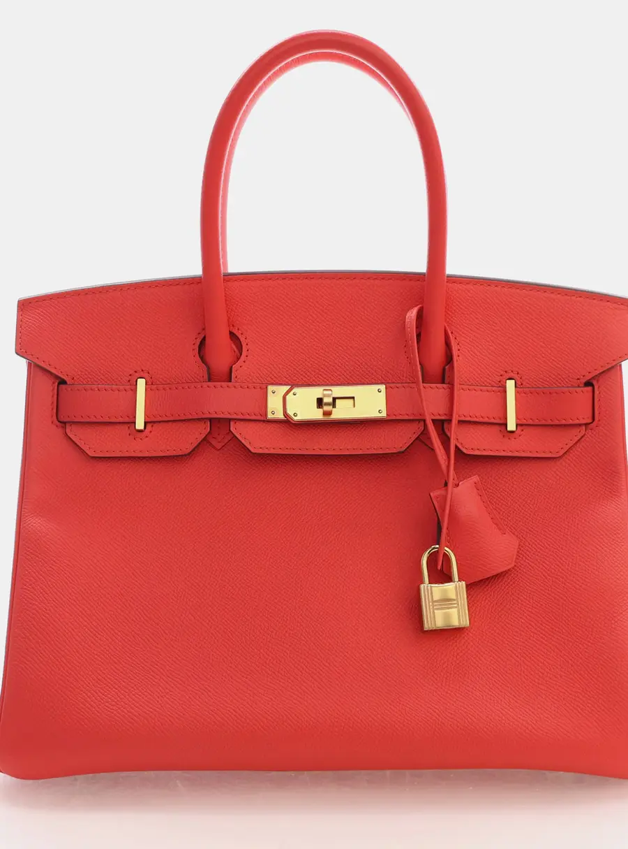 Hermes Birkin 30 Rose Jaipur Epsom Leather Gold Hardware Top Handle Bag