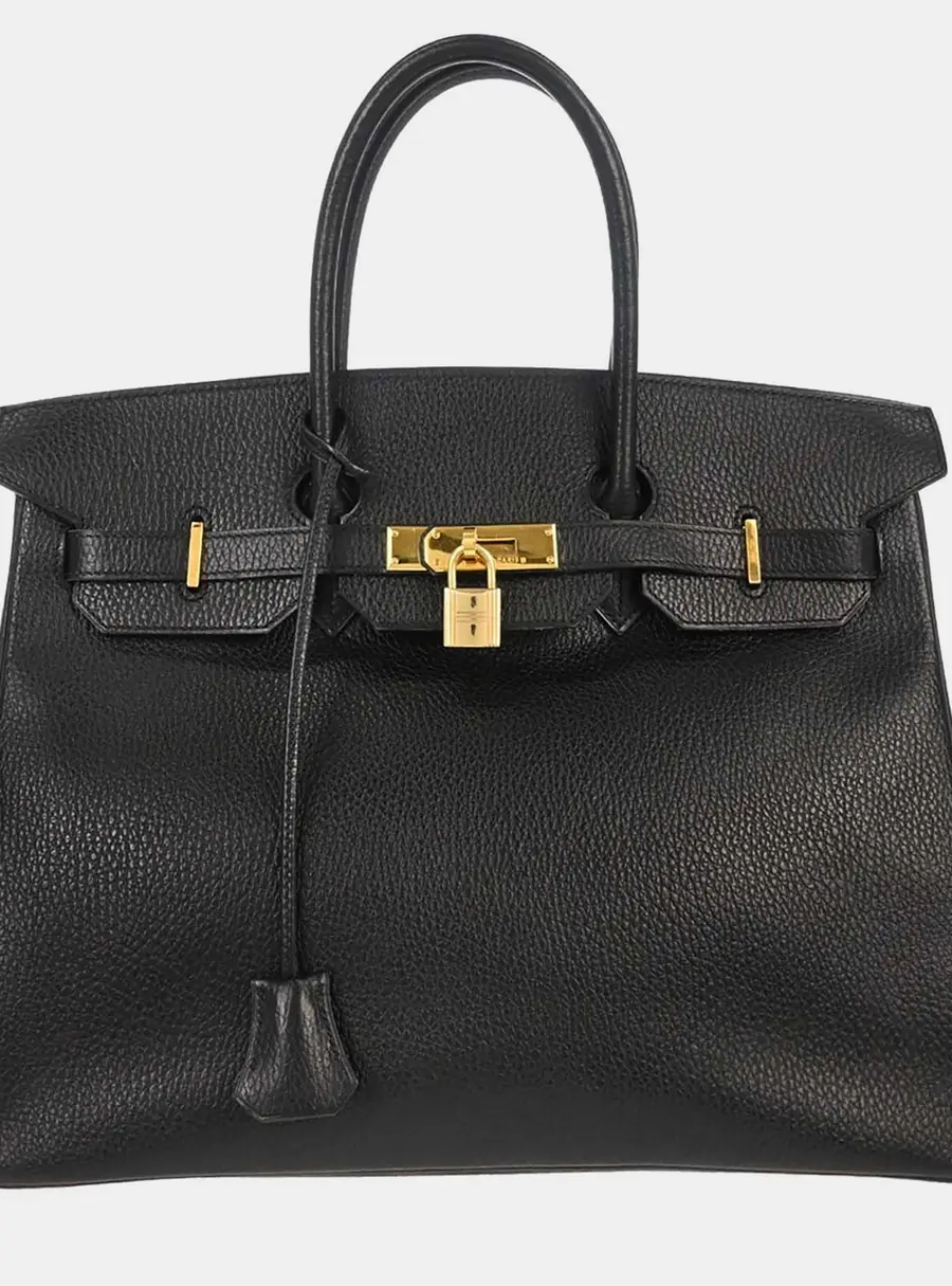 Hermes Birkin 35 Black Ardennes Calfskin Leather Top Handle Bag