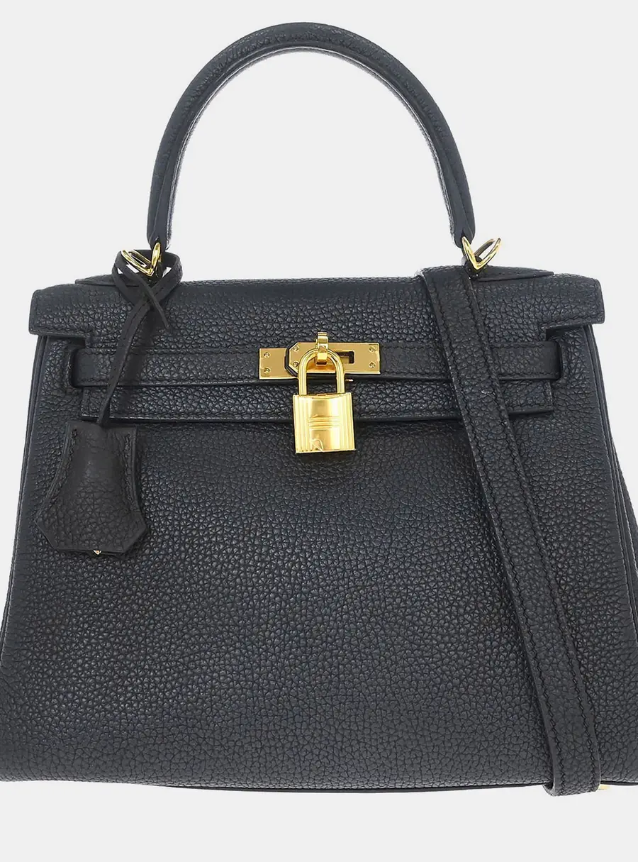 Hermes Kelly 25 Plomb Togo Calfskin Leather Retourne Top Handle Bag