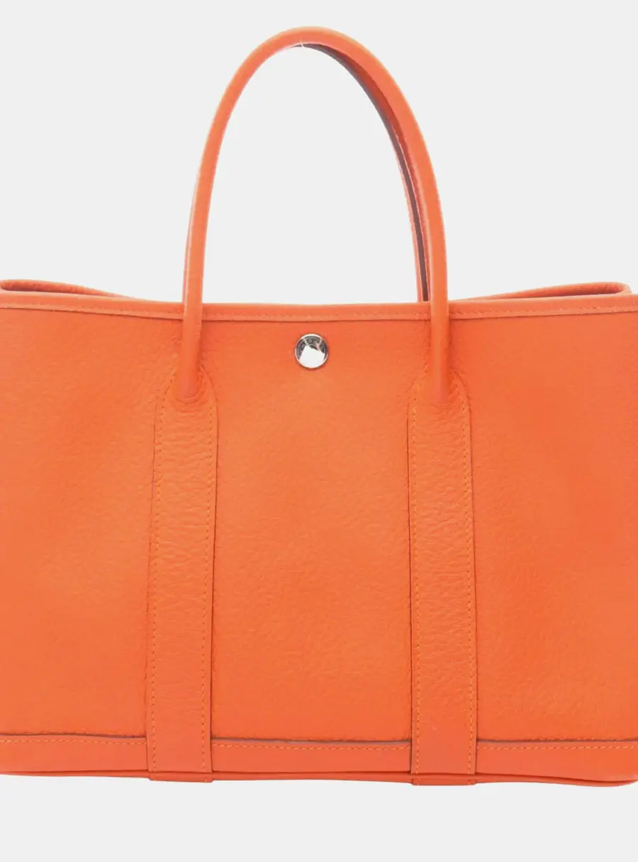 Hermes Garden Party 30 Orange Vache Country Leather Tote Bag