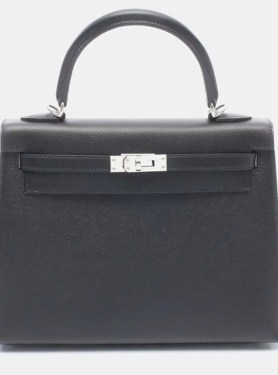 Hermes Kelly 25 Black Epsom Leather Top Handle Bag