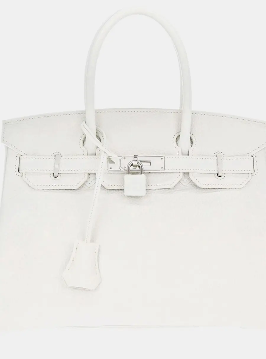 Hermes Birkin 30 White Togo Calfskin Leather Top Handle Bag