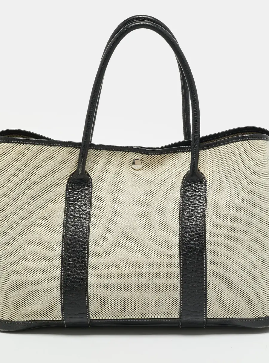 Hermès Garden Party 36 Ecru/Noir Toile and Negonda Leather Bag