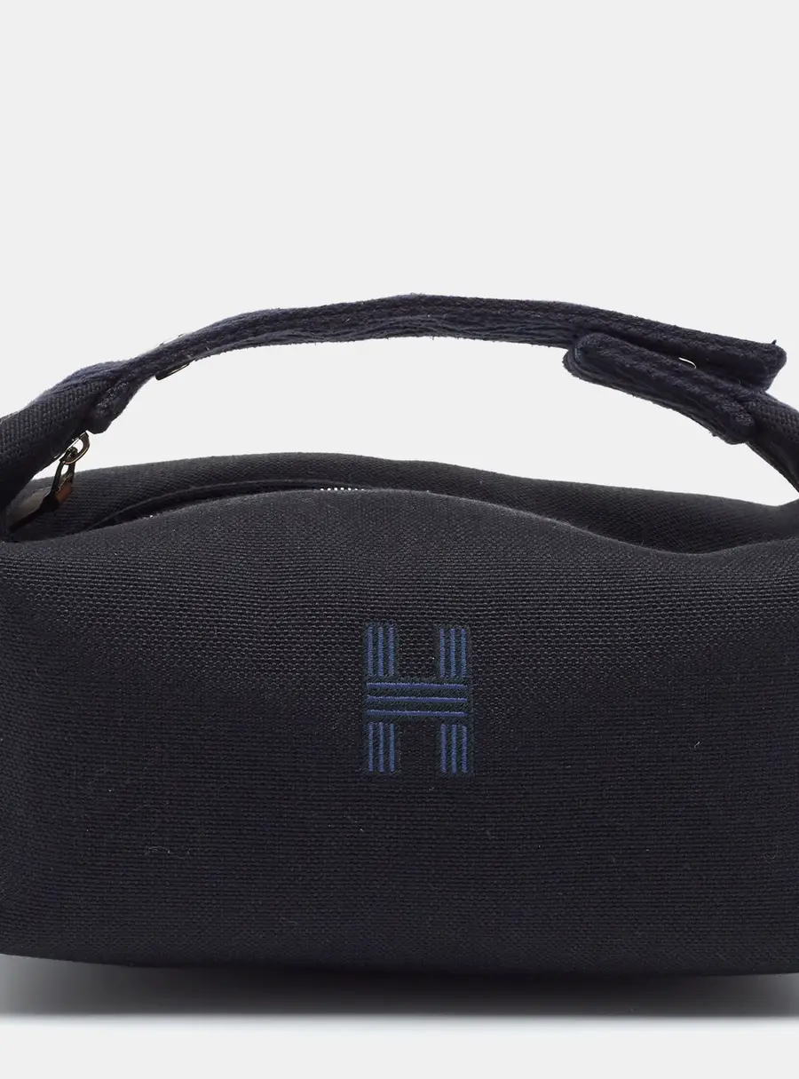 Hermès Bride-à-Brac Small Noir/Bleu Nuit Canvas Pouch