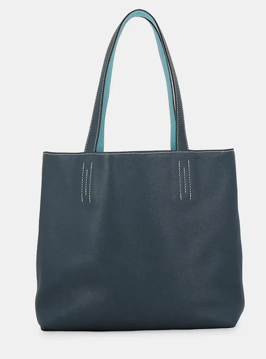 Hermes Double Sense Blue Atoll/Colvert Taurillon Clemence Swift Leather Size 28