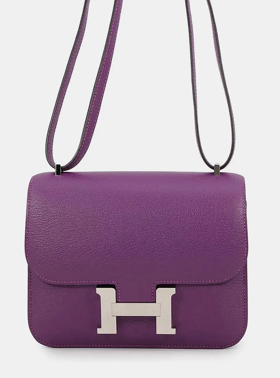 Hermes Constance3 Verso Anemone/Cassis Chevre Myzore Goatskin Size Mini