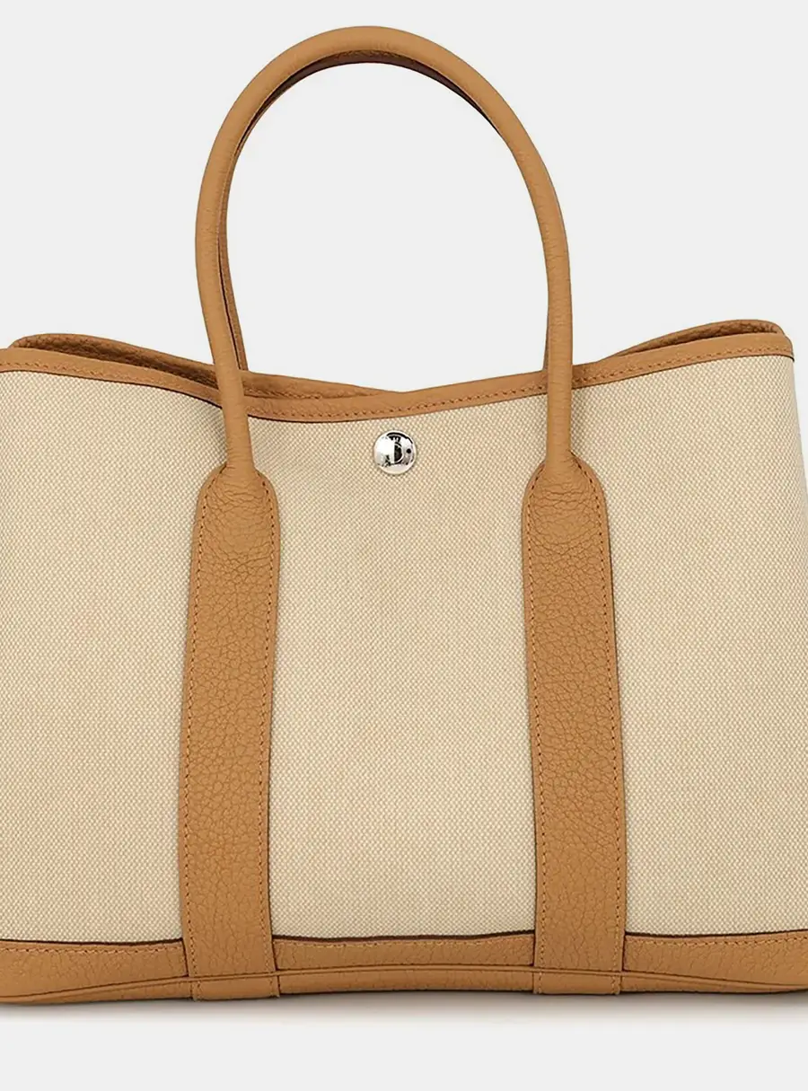 Hermes Garden Party Beton/Biscuit Negonda Leather Toile Military Size TPM
