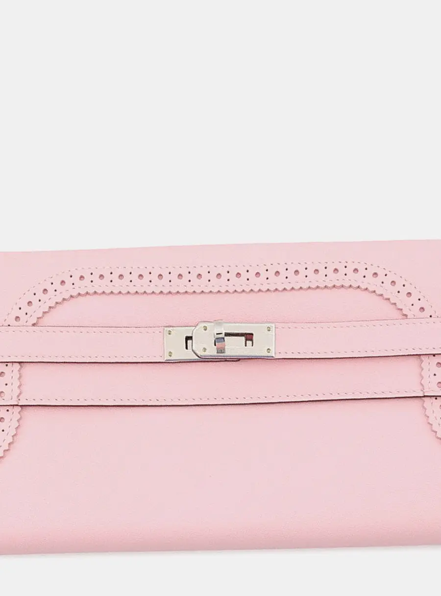 Hermes Kelly Wallet Gillies Rose Sakura Swift Leather