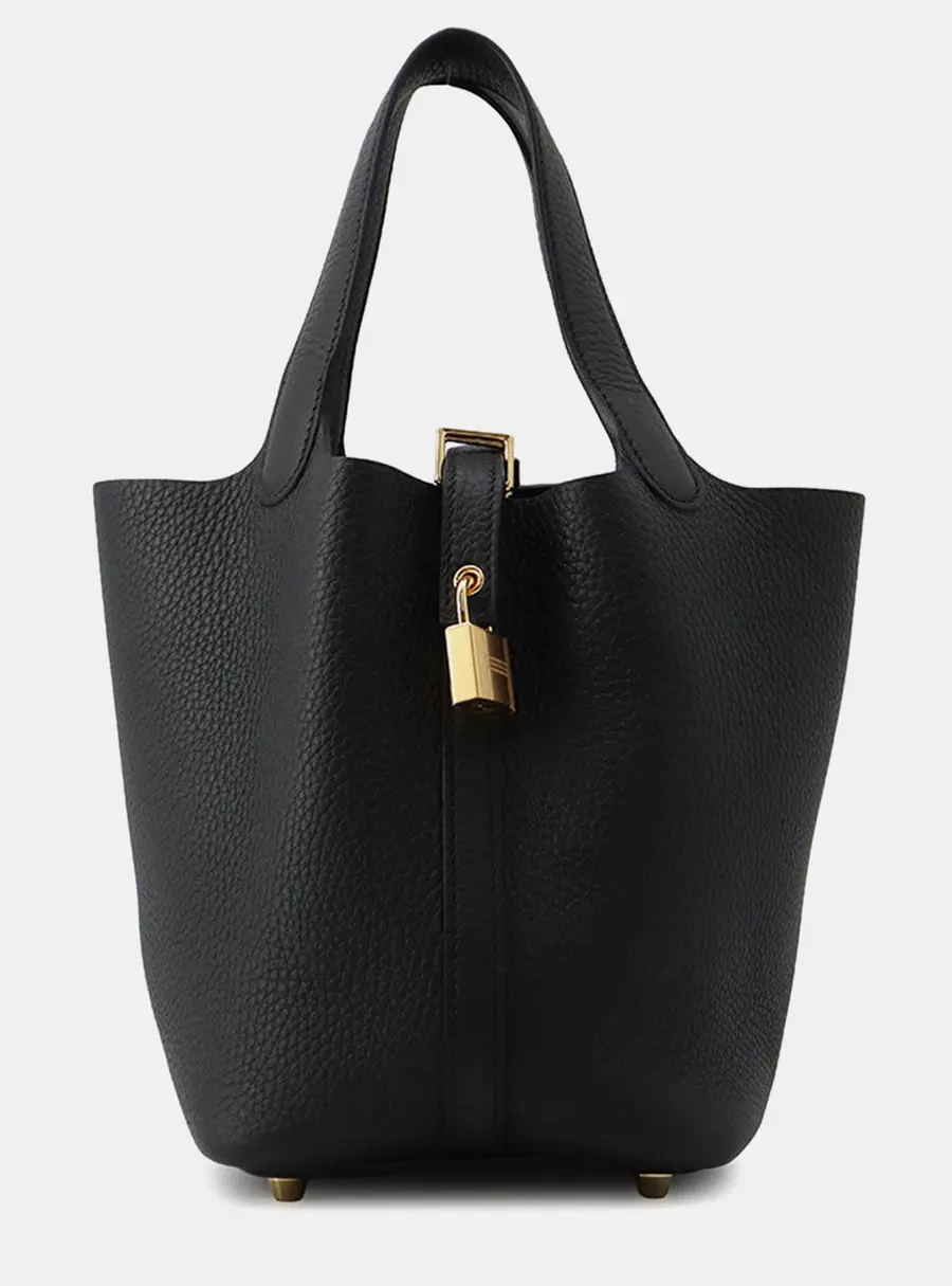 Hermes Picotin Lock 18 Black Taurillon Clemence Bag