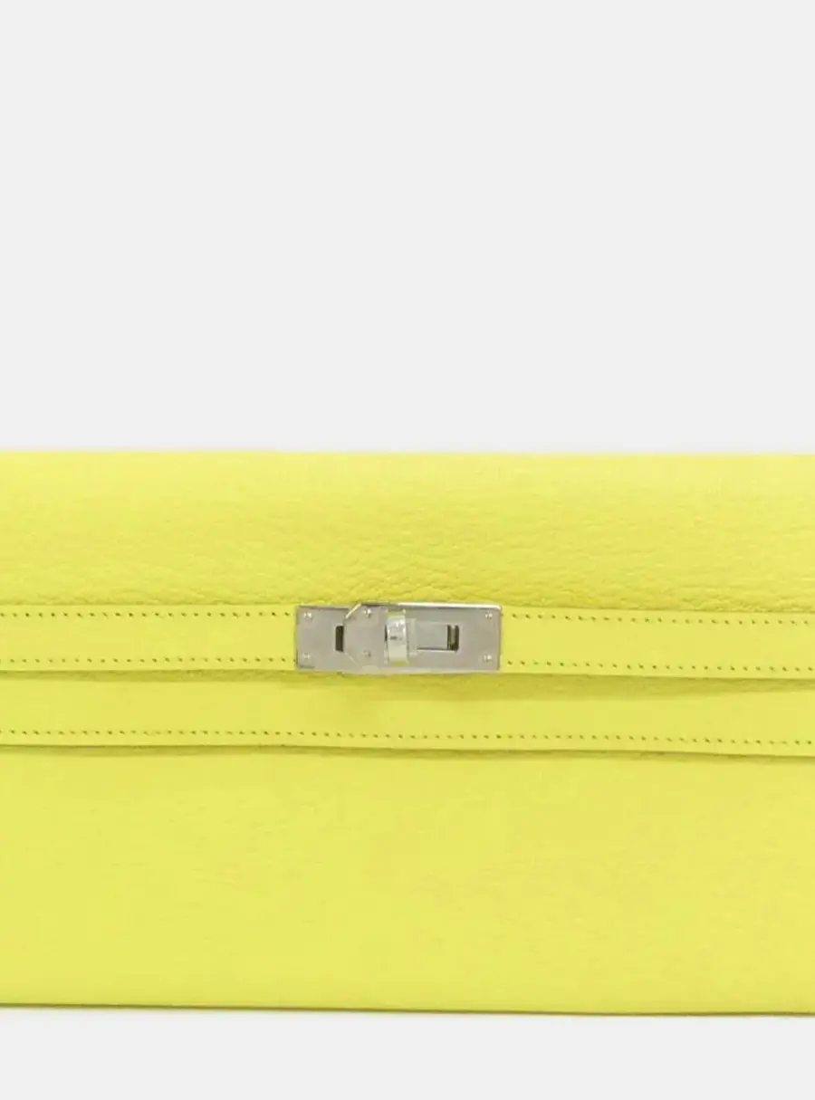 Hermes Kelly Classic Lime Chevre Mysore Leather Long Wallet