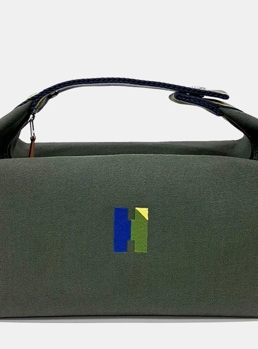Hermes Bride-A-Brac GM Green Multicolor Cotton Pouch Bag