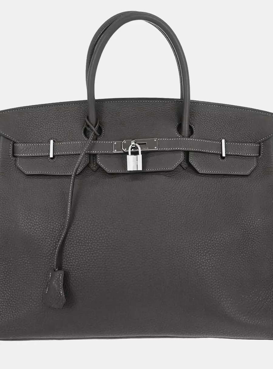 Hermes Birkin 40 Graphite Taurillon Clemence Leather Top Handle Bag