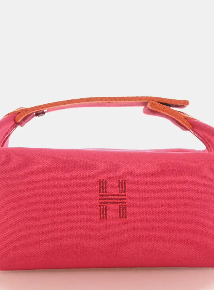 Hermes Bride -A -Brac Small Hibiscus Canvas Pouch Bag