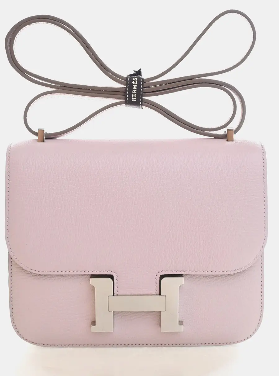 Hermes Constance 18 Mauve Pale Chevre Mysore Leather Crossbody Bag
