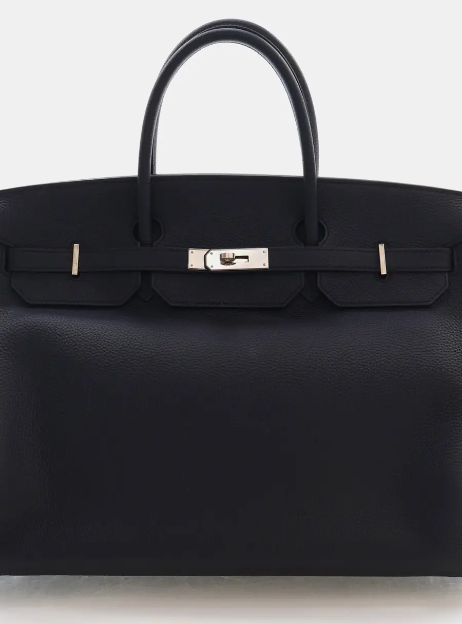 Hermes Birkin 40 Noir Togo Calfskin Leather Top Handle Bag
